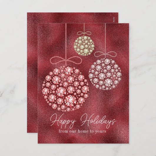 Prettige feestdagen Rode Glitter Kerst Elegant (Voorkant / Achterkant)