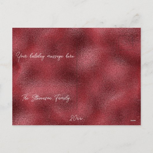 Prettige feestdagen Rode Glitter Kerst Elegant (Achterkant)