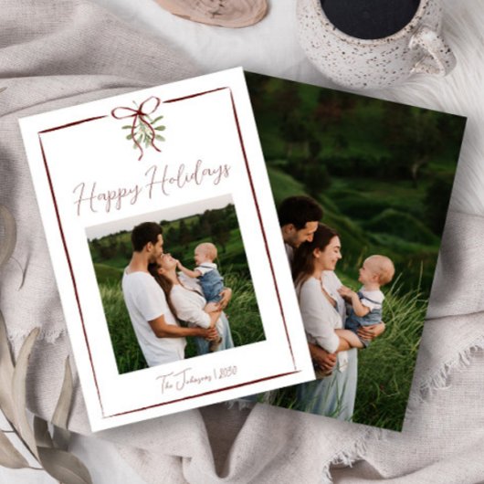 Prettige feestdagen Rode Hand Getrokken Boog Winte Kaart