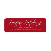 Prettige feestdagen Rode kalligrafie Etiket (Voorkant)