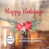 prettige feestdagen rode kerstbloemen raamsticker (Vel 2)