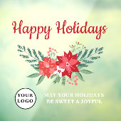 prettige feestdagen rode kerstbloemen raamsticker (Vel 3)