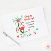 Prettige feestdagen Rode Kerstmis Flamingo Vierkante Sticker (Envelop)