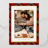 Prettige feestdagen Rode Plaid Tartan Foto Kerstmi (Voorkant)