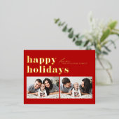 Prettige feestdagen Rode Retro Typografie (Staand Voorkant)