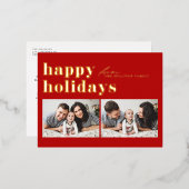 Prettige feestdagen Rode Retro Typografie (Voorkant / Achterkant)