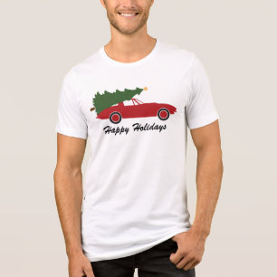 Prettige feestdagen Rode Sportwagen Kerstboom Tri-Blend Shirt