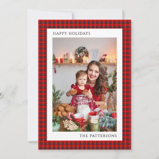 Prettige feestdagen Rode Tartan Foto | Kerstmis (Voorkant)