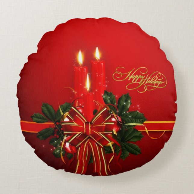 prettige feestdagen rond kussen (Voorkant)