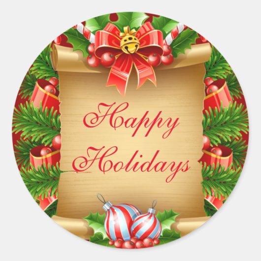 prettige feestdagen ronde sticker (Voorkant)