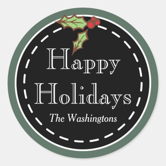 prettige feestdagen ronde sticker (Voorkant)