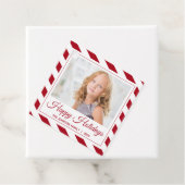 prettige feestdagen |Rood| Gepersonaliseerd fotoca Bedankjes Labels (In situ)