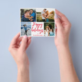 prettige feestdagen rood handschrift 4 foto's coll flyer (Hand)