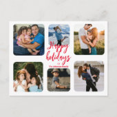 prettige feestdagen rood handschrift 6 foto's coll briefkaart (Voorkant)
