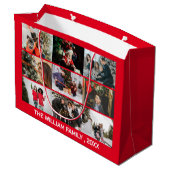 prettige feestdagen Rood kerstfeest met fotocollag Groot Cadeauzakje (Achterkant Gekanteld)