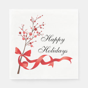 Prettige feestdagen Rood lint   Kerstmis Servet