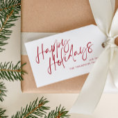 Prettige feestdagen Rood Modern Eenvoudig Script Cadeaulabel