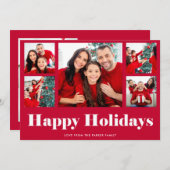 prettige feestdagen | Rood modern fotoraster Feestdagenkaart (Voorkant / Achterkant)