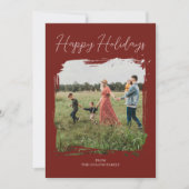 Prettige feestdagen Rood Modern Script Minimalisti Feestdagenkaart (Voorkant)