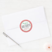 Prettige feestdagen Rood & Wit Chevron "Xmas Ronde Sticker (Envelop)