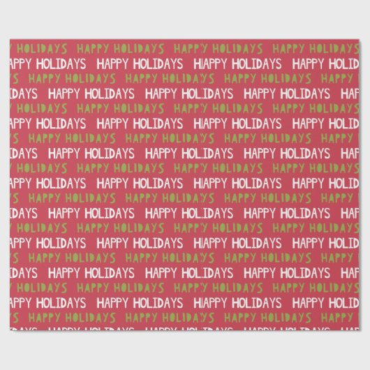 Prettige feestdagen Rood, Wit en Groen Cadeaupapier (Vlak)