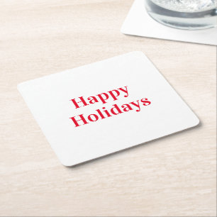"Prettige feestdagen" rood wit Vierkante Kartonnen Onderzetter