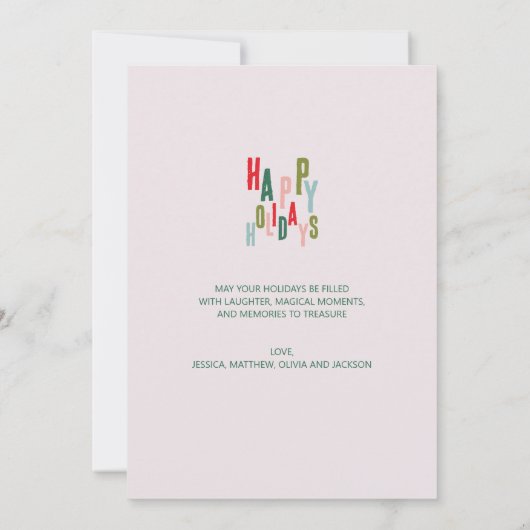 Prettige feestdagen Roze kleurrijk feestelijk Feestdagenkaart (Achterkant)