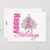 prettige feestdagen Roze lint Feestdagenkaart (Voorkant / Achterkant)