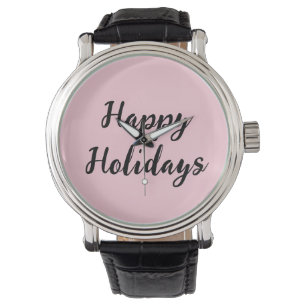 Prettige feestdagen Roze pastel Horloge