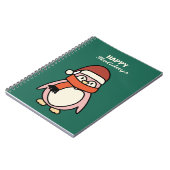 prettige feestdagen roze pinguïn notitieboek (Linkerzijde)