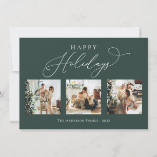prettige feestdagen Rustic Green Multi Photo Colla Feestdagenkaart