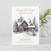 Prettige feestdagen Rustic New Home Verhuizen Aankondiging (Staand voorkant)