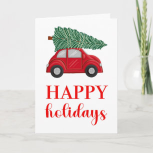 Prettige feestdagen Rustic Red Car Kaart