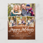 Prettige feestdagen Rustiek hout borstel Script Briefkaart (Voorkant)