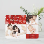 Prettige feestdagen Rustiek rood hout Feestdagenkaart (Staand voorkant)