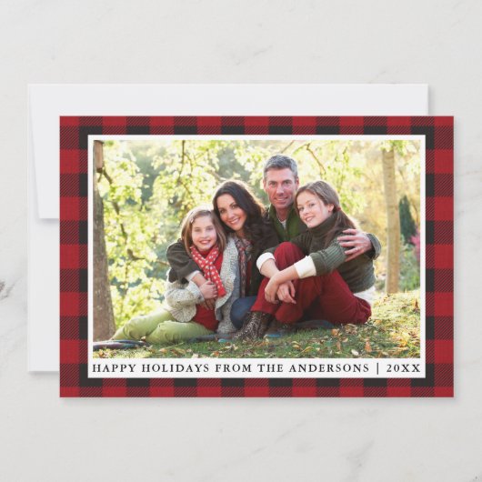 Prettige feestdagen Rustiek Rood Plaid Feestdagenkaart (Voorkant)