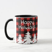 Prettige feestdagen Rustieke Buffel Plaid & Witte  Mok (Links)