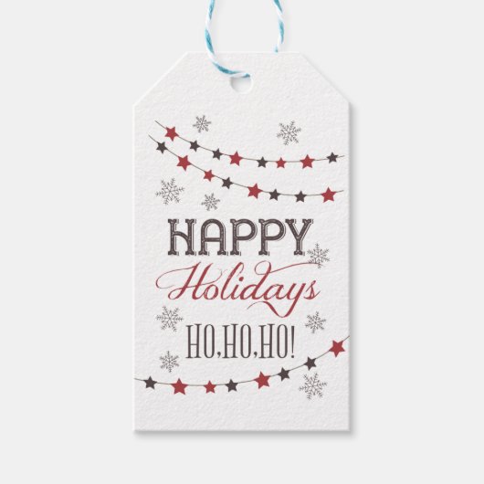 Prettige feestdagen Rustieke Labels Kerst Labels Cadeaulabel (Voorkant)