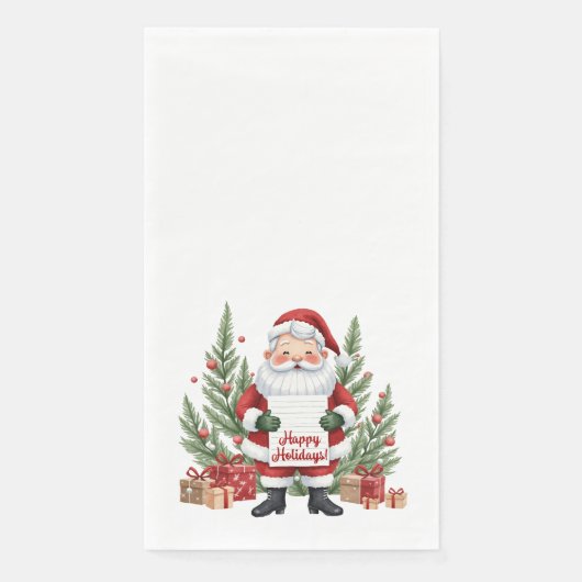 Prettige feestdagen Santa Claus Winter Wreath Servet (Voorkant)