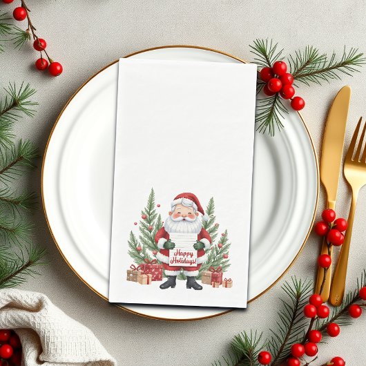 Prettige feestdagen Santa Claus Winter Wreath Servet