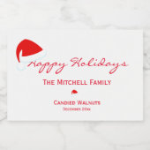 Prettige feestdagen Santa Hat Jar Label - Wit Voedselcontainer Etiket (Enkel label)