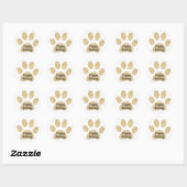 Prettige feestdagen Schattige Gouden Glitter Paw P Ronde Sticker (Vel)