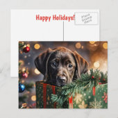 Prettige feestdagen Schattigee Chocolate Lab Puppy (Voorkant / Achterkant)