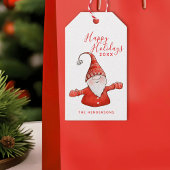 Prettige feestdagen Schattigee Gnome in het rood M Cadeaulabel