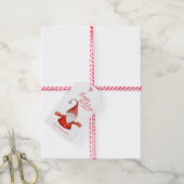 Prettige feestdagen Schattigee Gnome in het rood M Cadeaulabel (Met Touw)