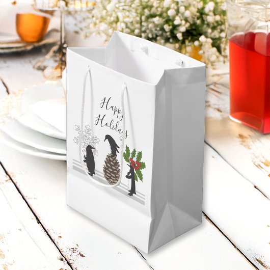 Prettige feestdagen Schattigee grappige kerstpingu Medium Cadeauzakje