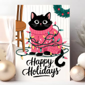 Prettige feestdagen Schattigee kat gewikkeld in li