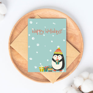 Prettige feestdagen Schattigee pinguïn Kerstmis Briefkaart