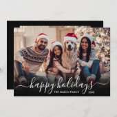 Prettige feestdagen Script 2 Foto Kerstmis Feestdagenkaart (Voorkant / Achterkant)