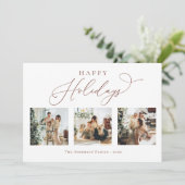 Prettige feestdagen Script Brown 2 Multi Photo Col Feestdagenkaart (Staand voorkant)